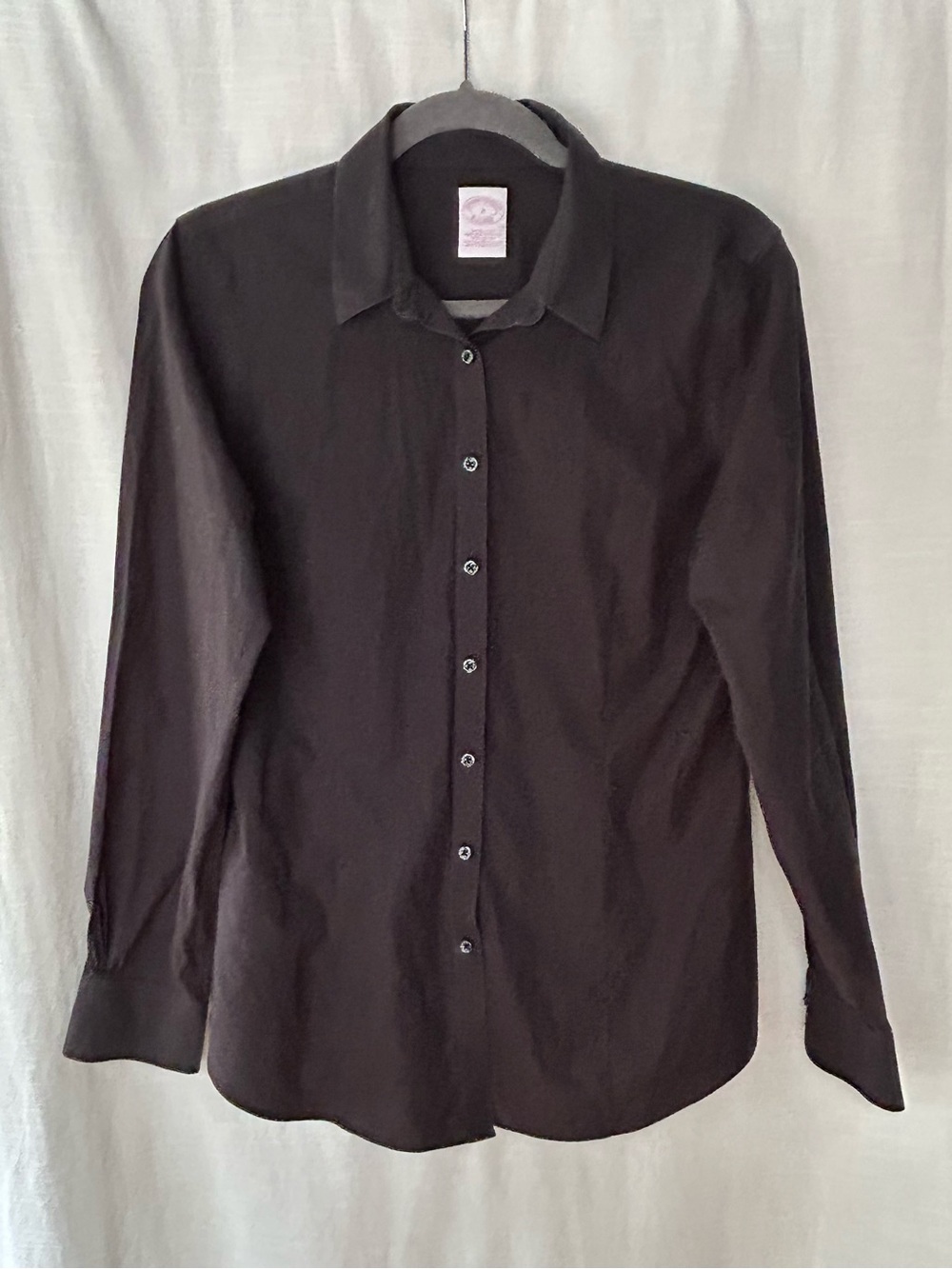 Brooks Brothers Neutral Black Women's Long-Sleeve Button Down Cotton Shirt